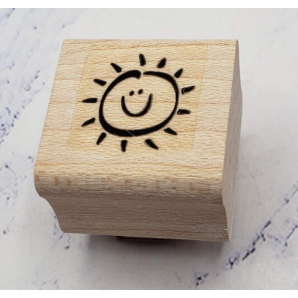Stampin Up Sun Smile Sunshine Summer Wood Mounted Rubber Stamp - Picture 1 of 7